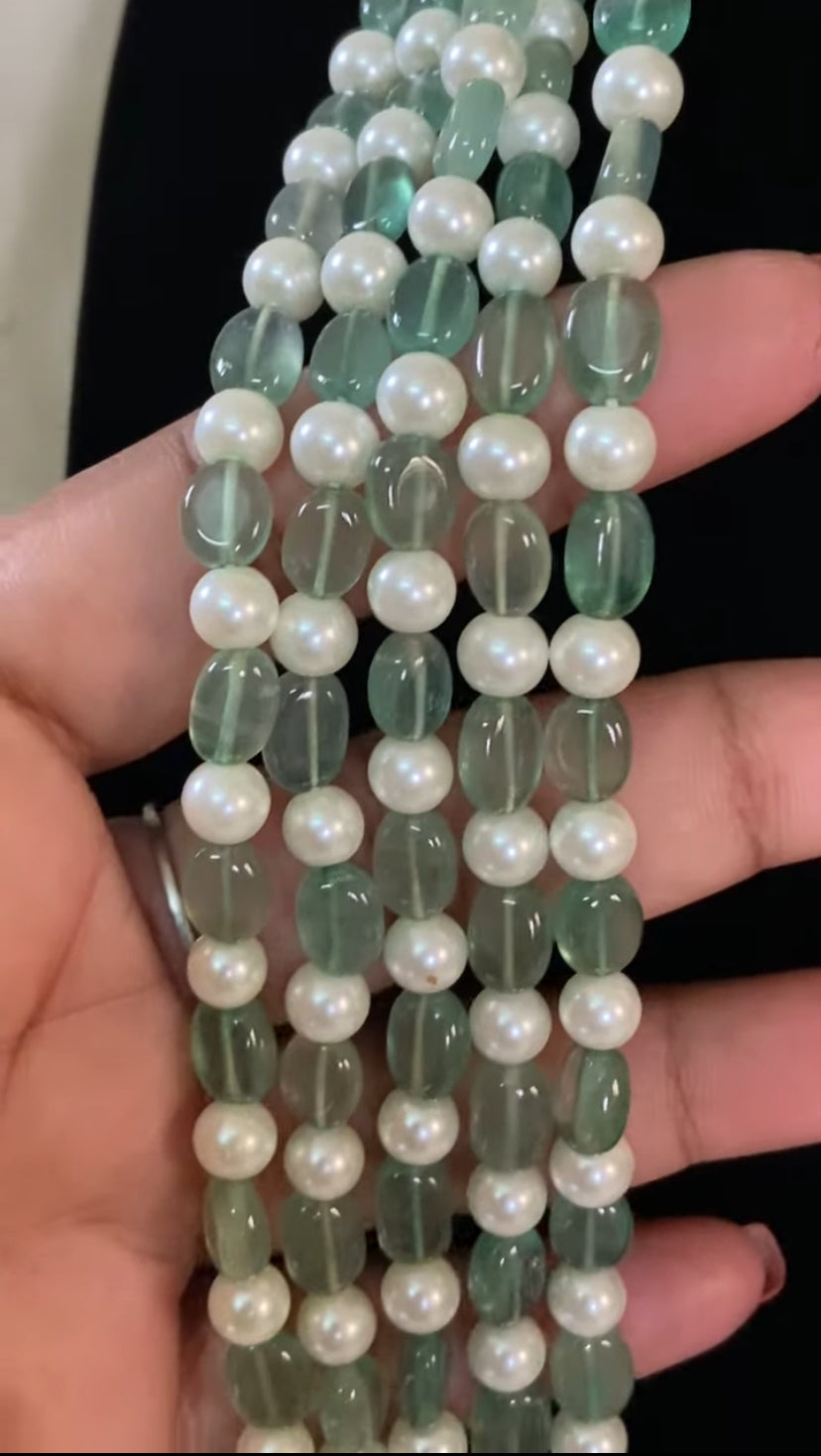 Onyx Beads & Pearl Mala Necklace  | South Indian Jewelry