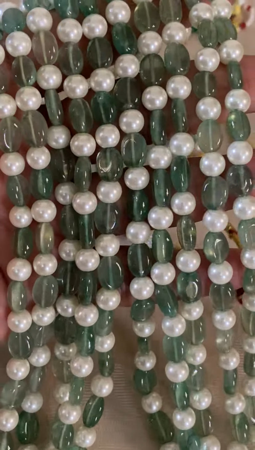 Onyx Beads & Pearl Mala Necklace  | South Indian Jewelry