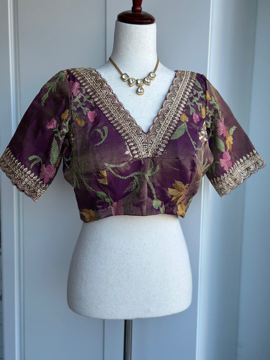 Tissue Embroidered Blouse  |  Saree Blouse In USA