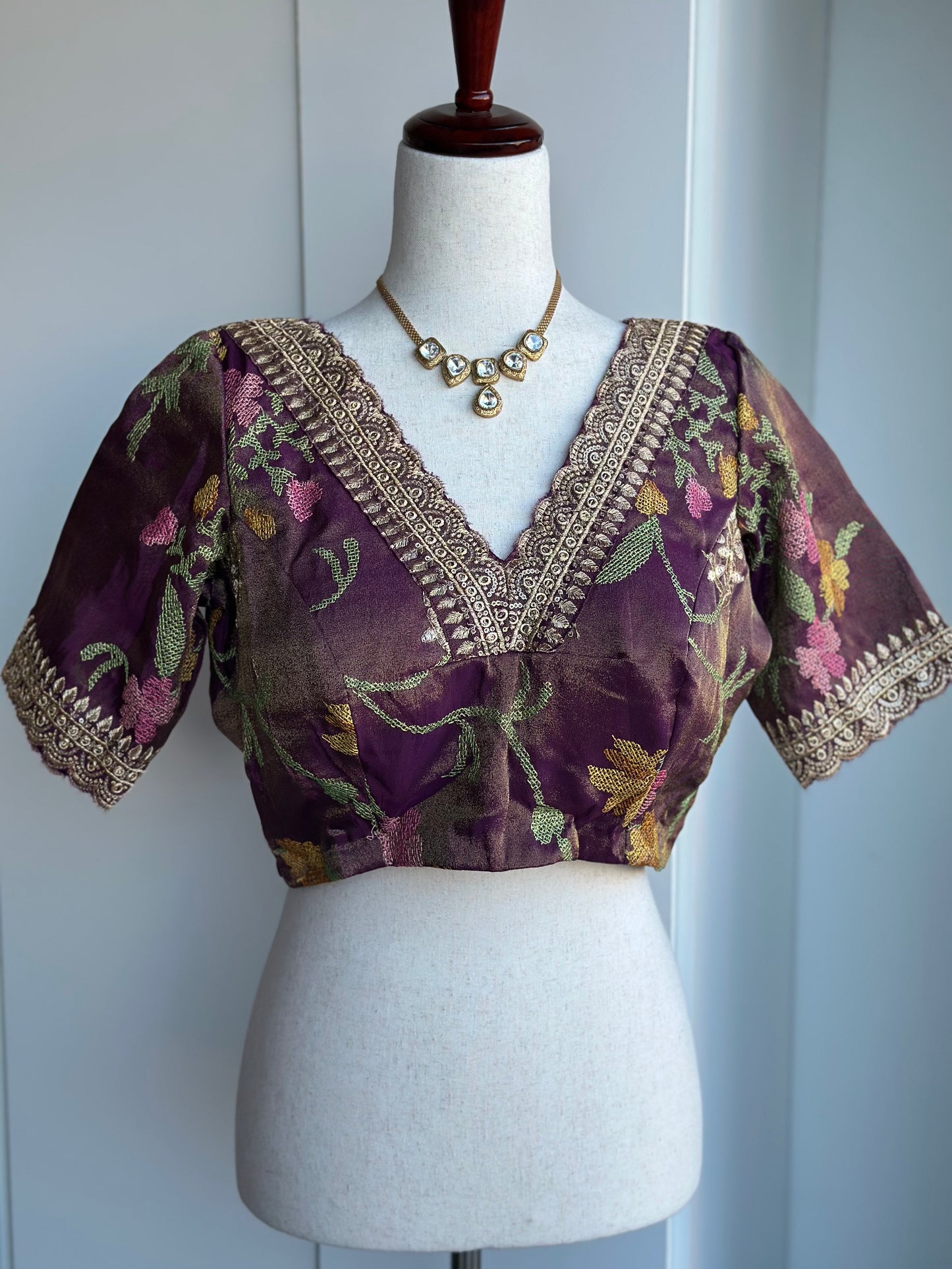 Tissue Embroidered Blouse  |  Saree Blouse In USA