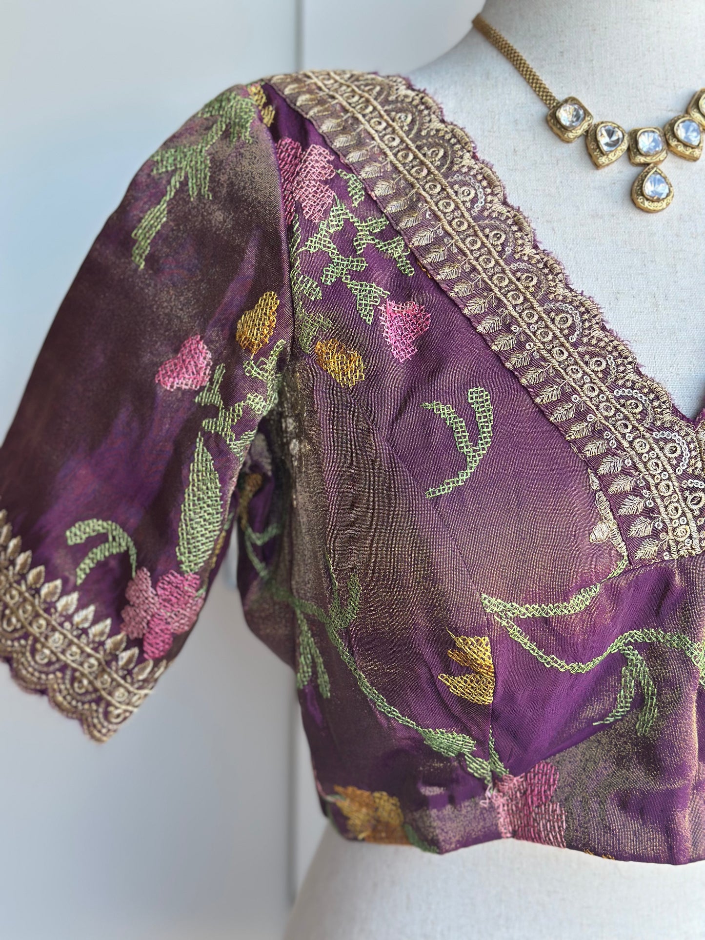 Tissue Embroidered Blouse  |  Saree Blouse In USA