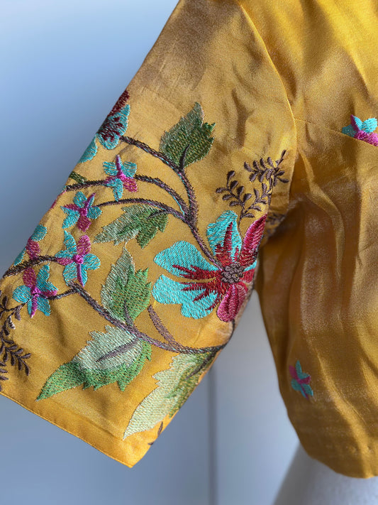 Tissue Embroidered Blouse | Saree blouses in USA | Custom saree blouse