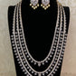 Premium Long 3Layered AD Necklace Set | Indian Bridal Necklace