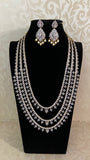 Premium Long 3Layered AD Necklace Set | Indian Bridal Necklace