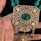 Polki Pendant Green Beads Necklace With Jumkis | Indian jewelry