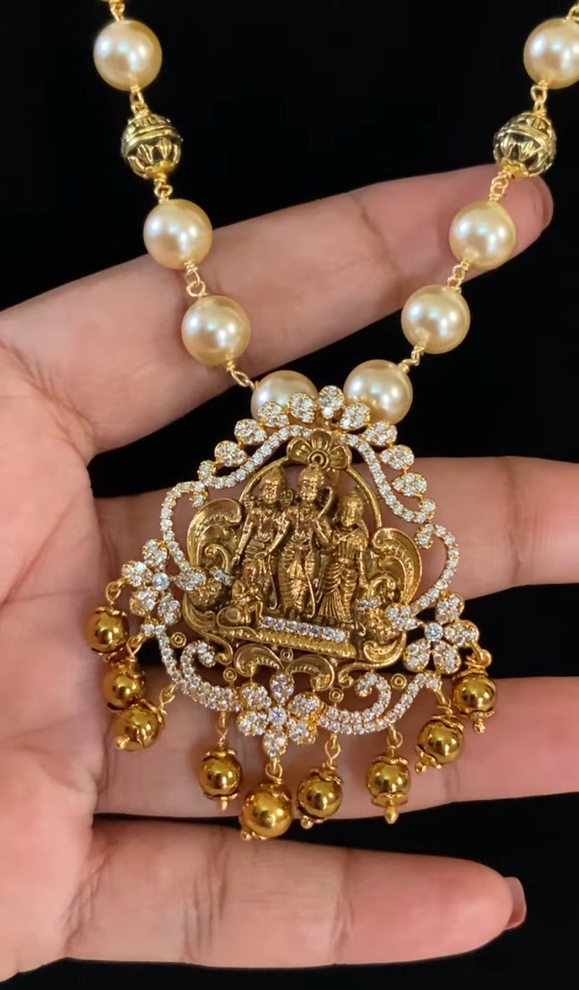 CZ Ramparivar Pendant Pearl Necklace | Indian Jewelry | Gift Idea