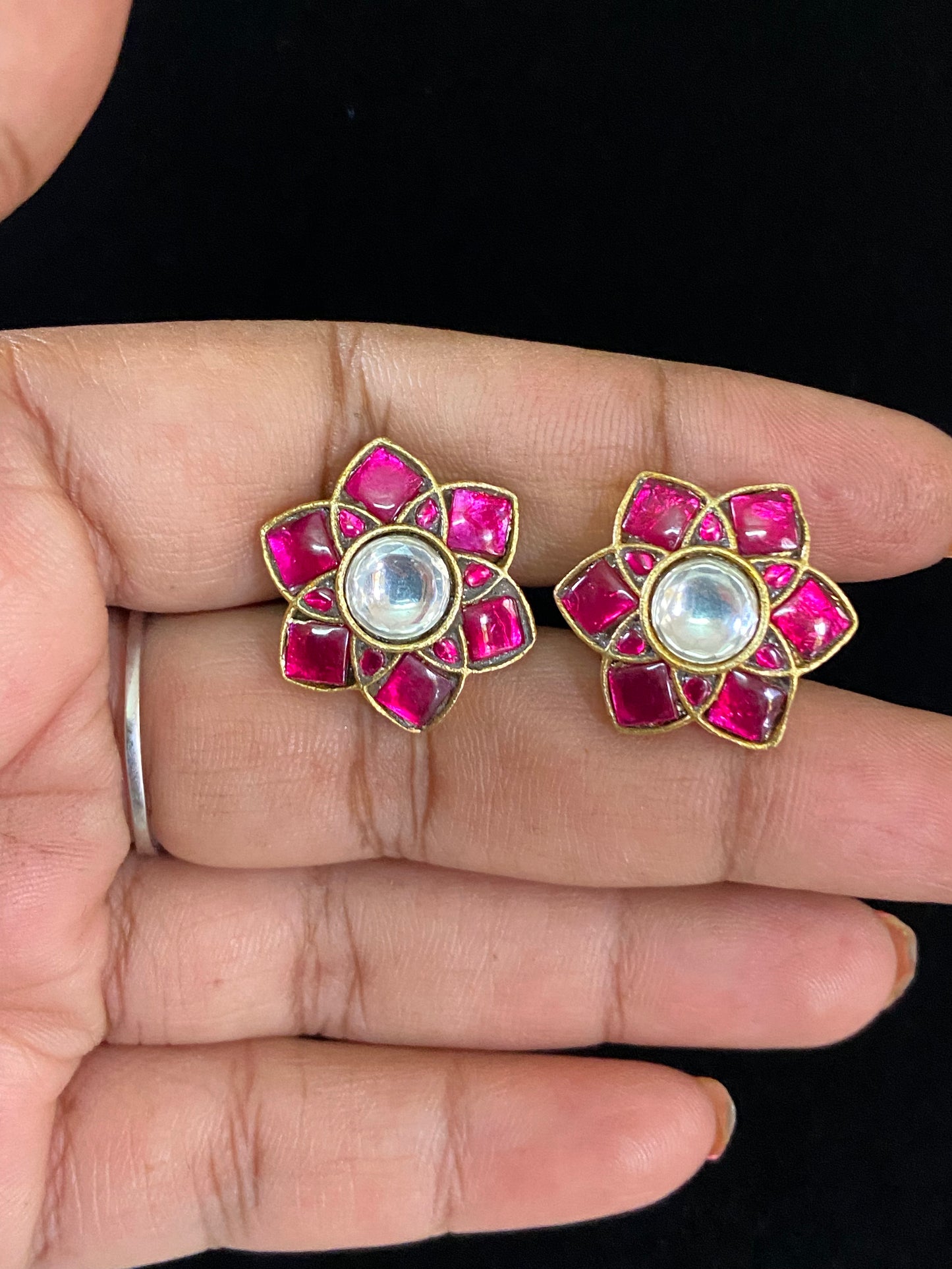 Jadau Kundan Studs | Antique Kundan Earrings