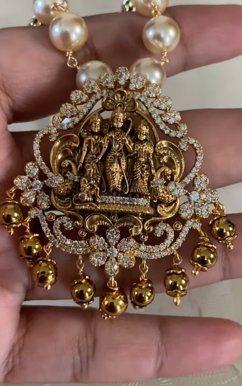 CZ Ramparivar Pendant Pearl Necklace | Indian Jewelry | Gift Idea