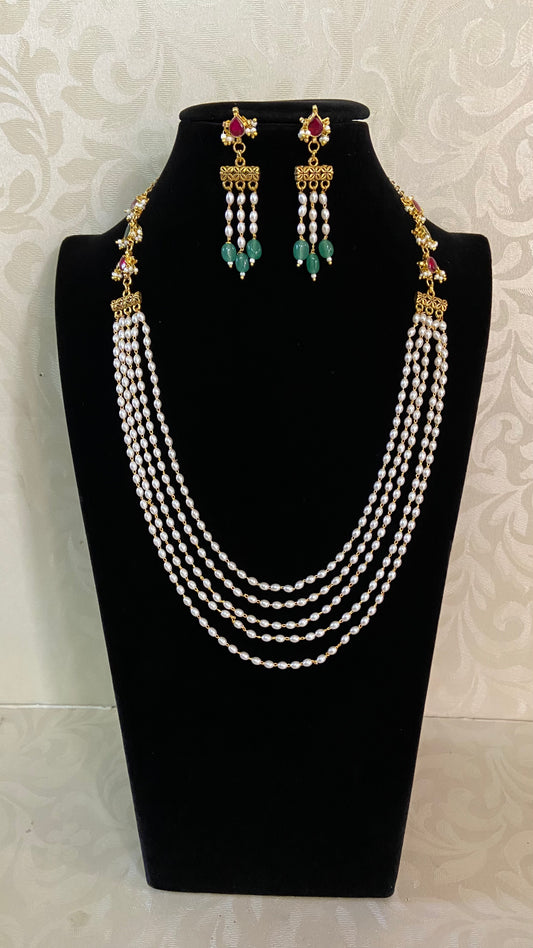 Anitique Jadau Pearl Necklace Set | Indian Jewelry In USA