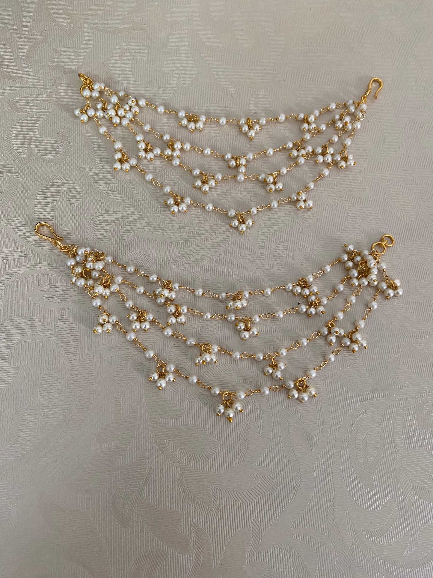 Pearl Champaswaralu | Hair accessories | indian Ear Chains