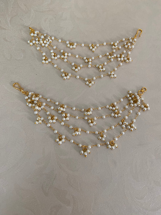 Pearl Champaswaralu | Hair accessories | indian Ear Chains
