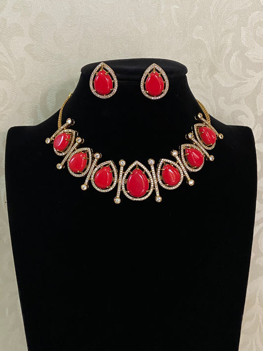 CZ Antique Necklace With Studs | Indian Jewelry In USA