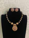 Antique Pendant Thread Necklace With Studs |  Handmade Necklace | Mangalasutra