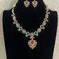 AD Coral & Emerald Necklace With Earrings | Indian Necklace