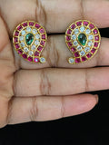 Antique AD Ruby Green Mango Studs | Indian Traditional Earrings