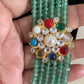 Navaratan Side Pendant Beads Mala With Studs | Indian Jewelry In USA
