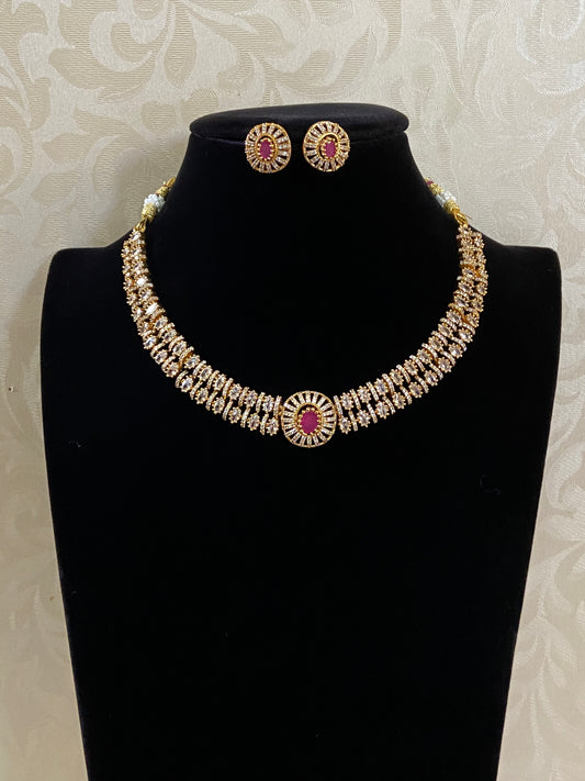 CZ Necklace With exchangeable stones| Indian jewelry | Interchangeable Stone Set