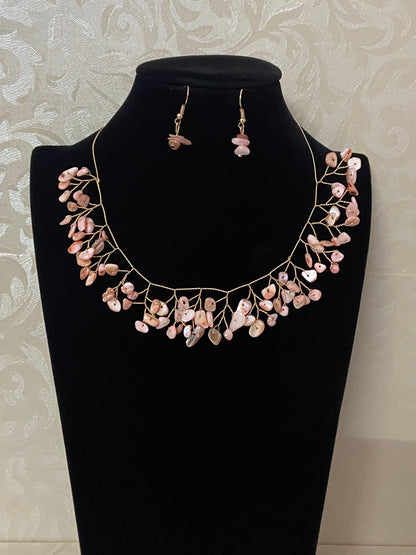 Natural Multi Stone Chip Necklace Set | Hand Crafted Necklace | Indian Jewelry In Usa