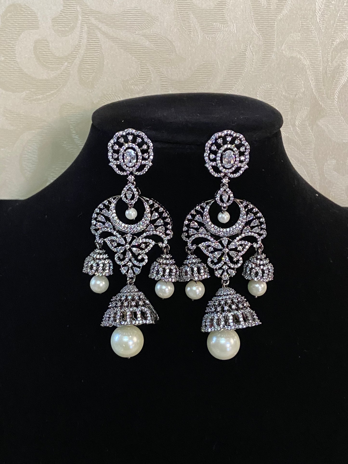 CZ Black Rhodium Jumki Earrings | Indian Earrings In USA