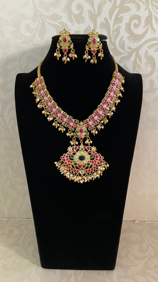 Jadau Kundan Necklace With Earrings | Traditional Necklace In USA | Gift Idea