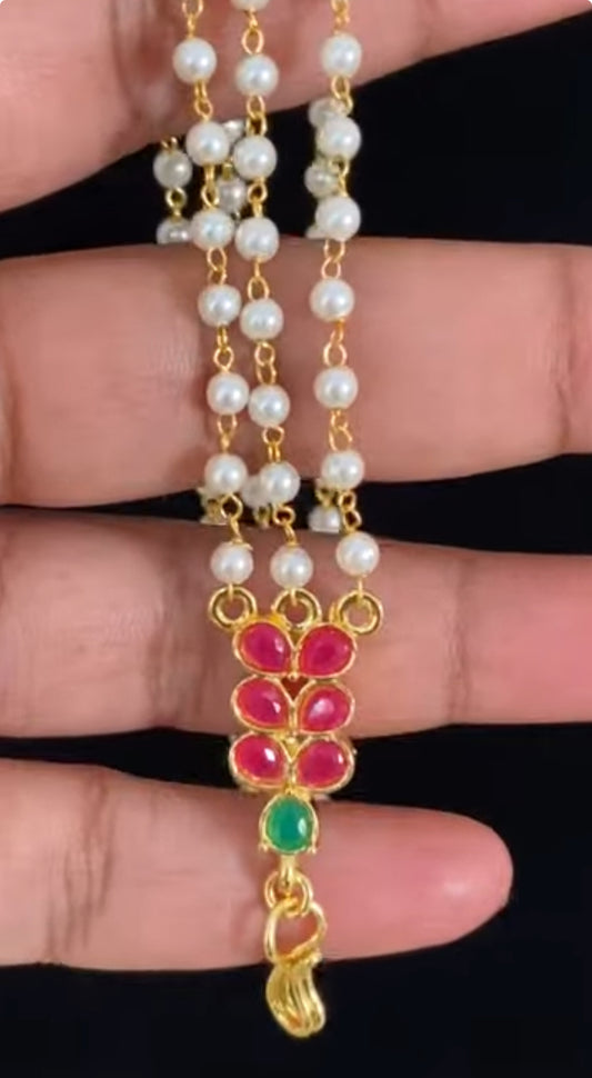 Kundan Pearl Champaswaralu | Kundan Ear Chains | Hair accessories