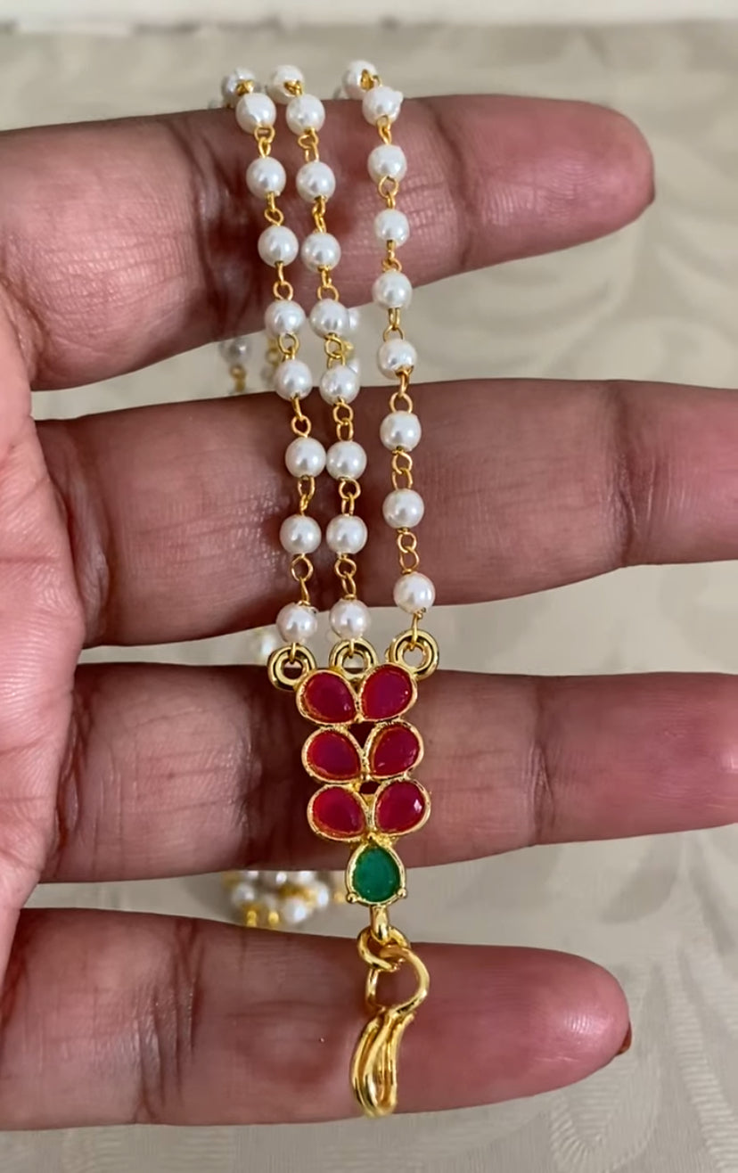 Kundan Pearl Champaswaralu | Kundan Ear Chains | Hair accessories