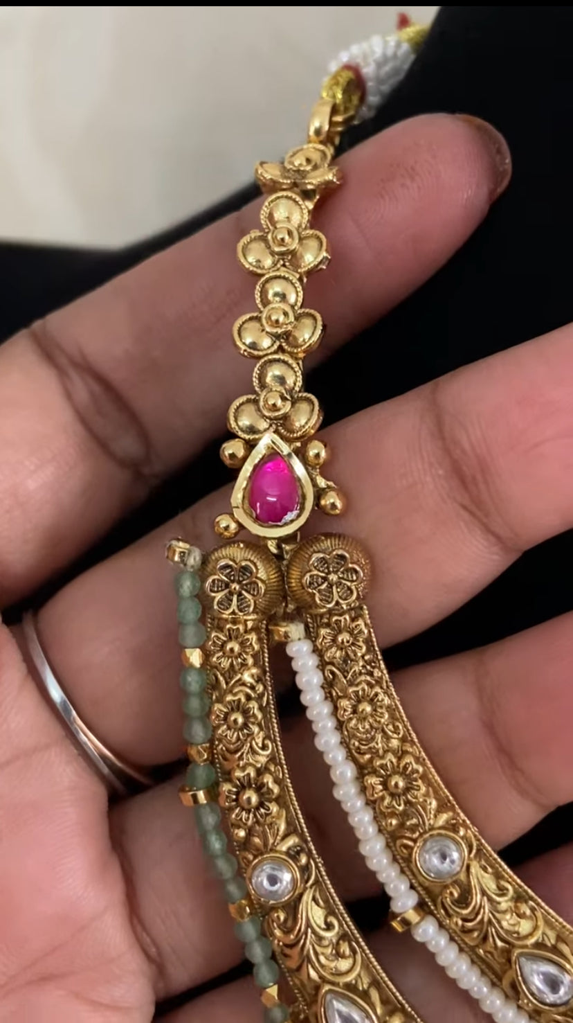 Antique Double Layer Kante Necklace | Indian Traditional Jewelry