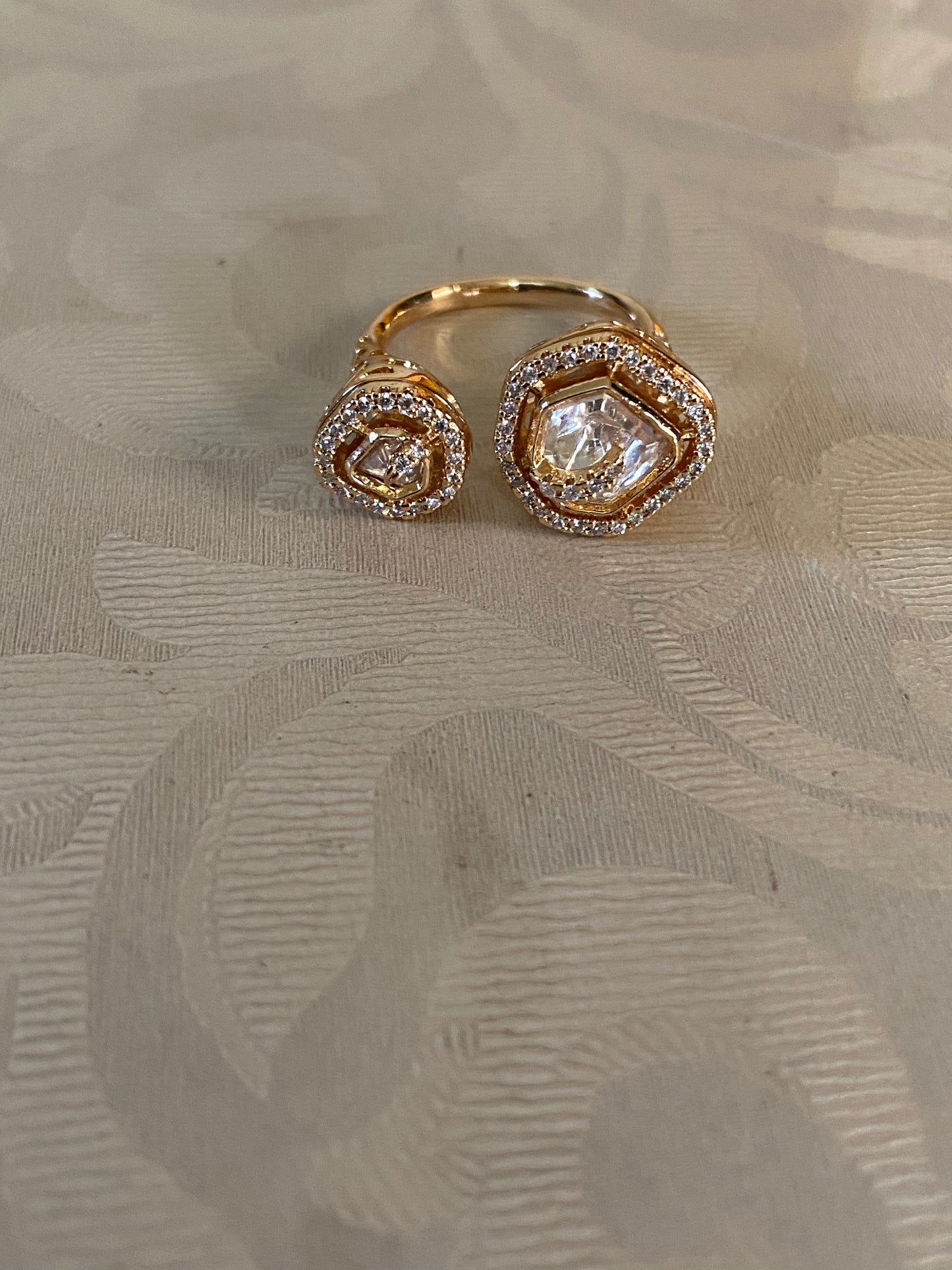 AD Polki Finger Ring | Adjustable Fingers Ring