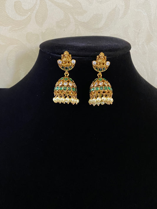 Antique Kempu Lakshmi Jumkis | Traditional Indian Earrings
