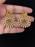Antique CZ Peacock Ear Studs | Indian Earrings In USA