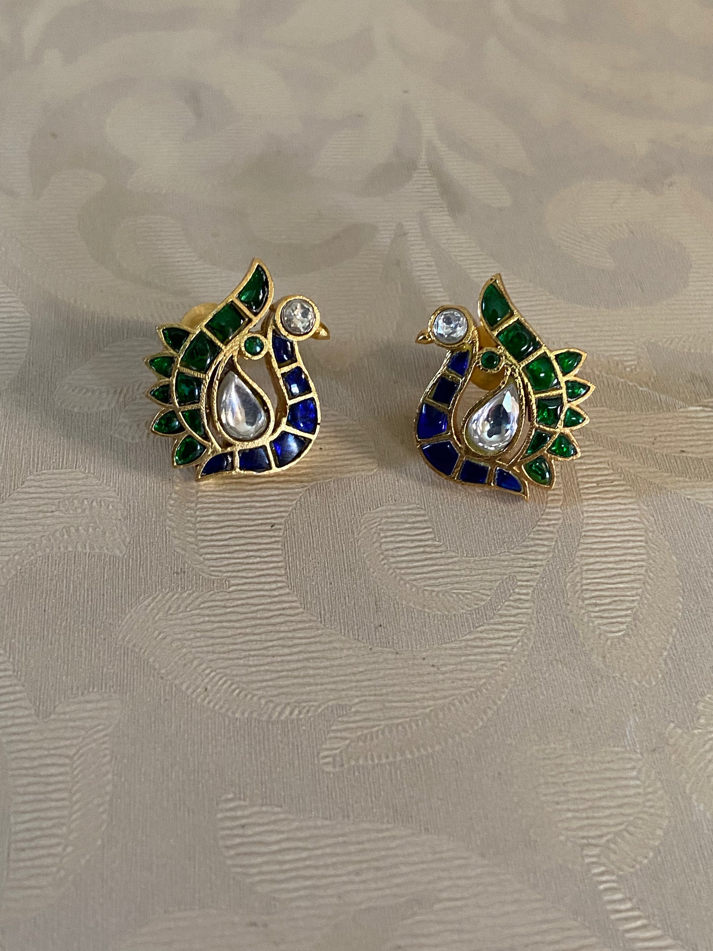 Jadau Kundan Peacock Studs | Indian Studs In USA