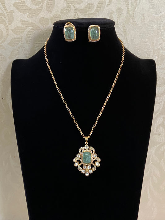Polki Kundan Pendant Necklace | Simple Necklace With Studs