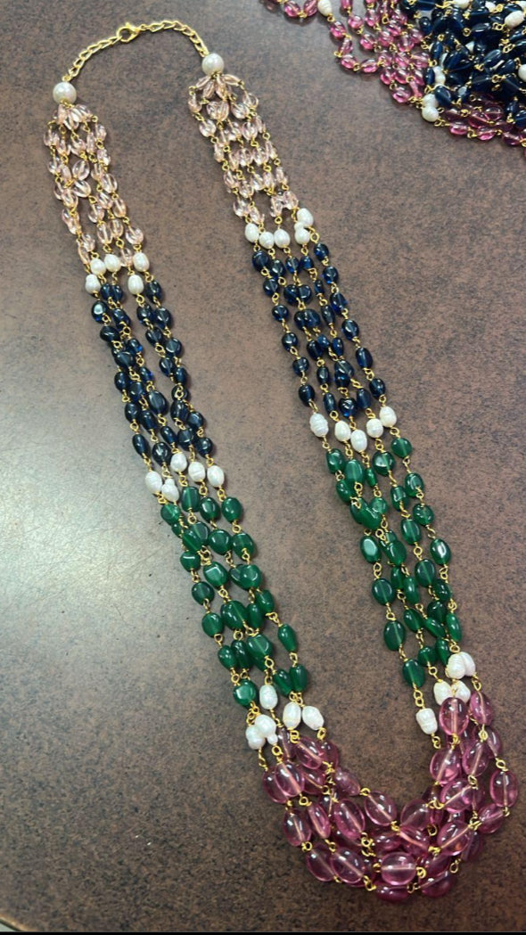 Multi Color Onyx Beads Necklace | South Indian Jewelry | Gift Idea