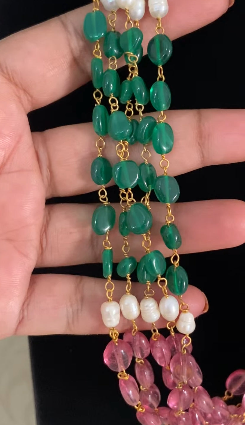 Multi Color Onyx Beads Necklace | South Indian Jewelry | Gift Idea