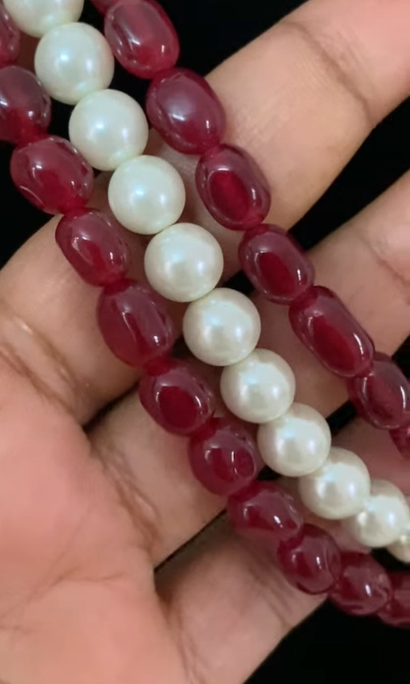 Onyx Beads & Pearls necklace | Indian Jewelry