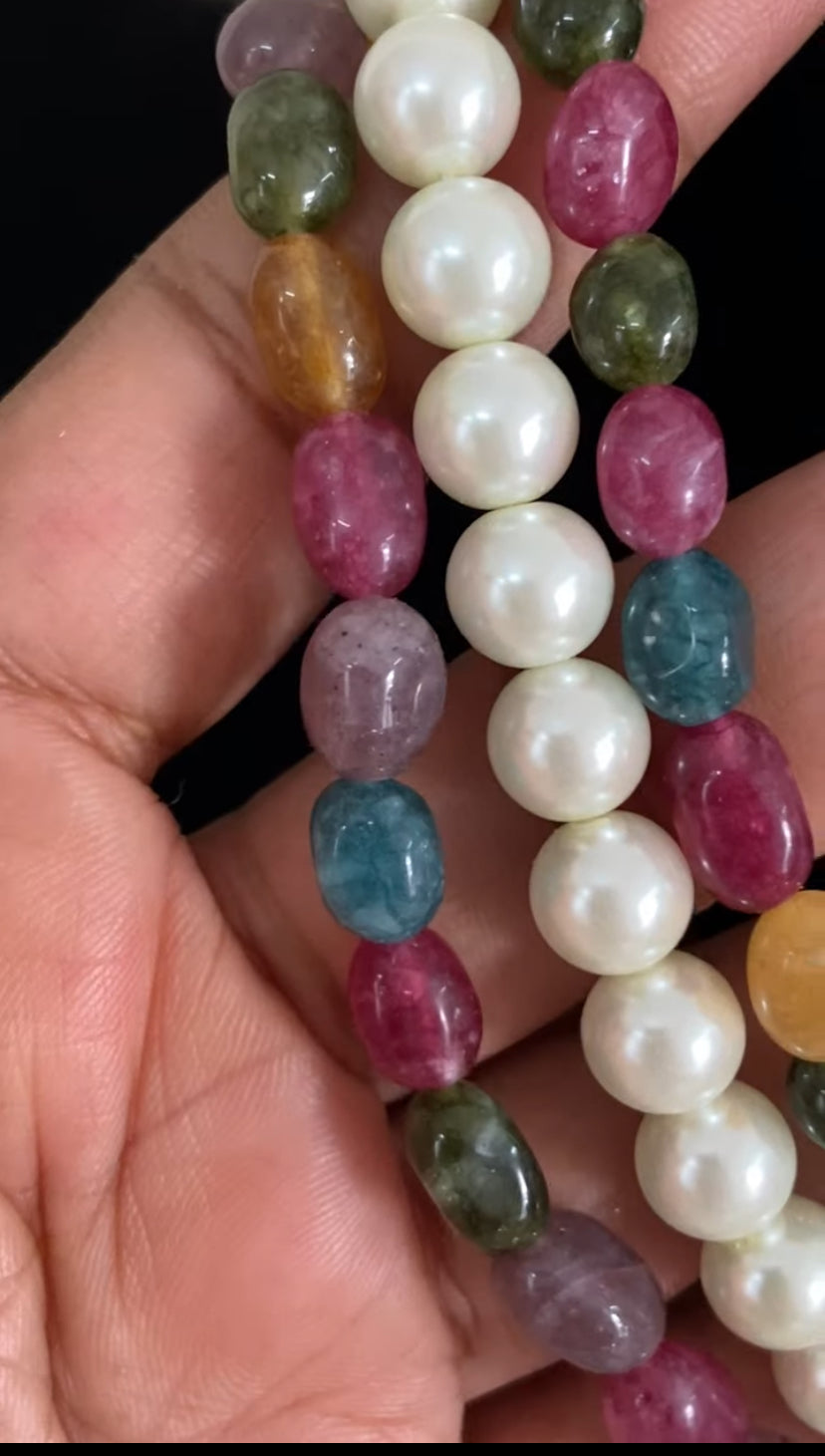 Onyx Beads & Pearls necklace | Indian Jewelry