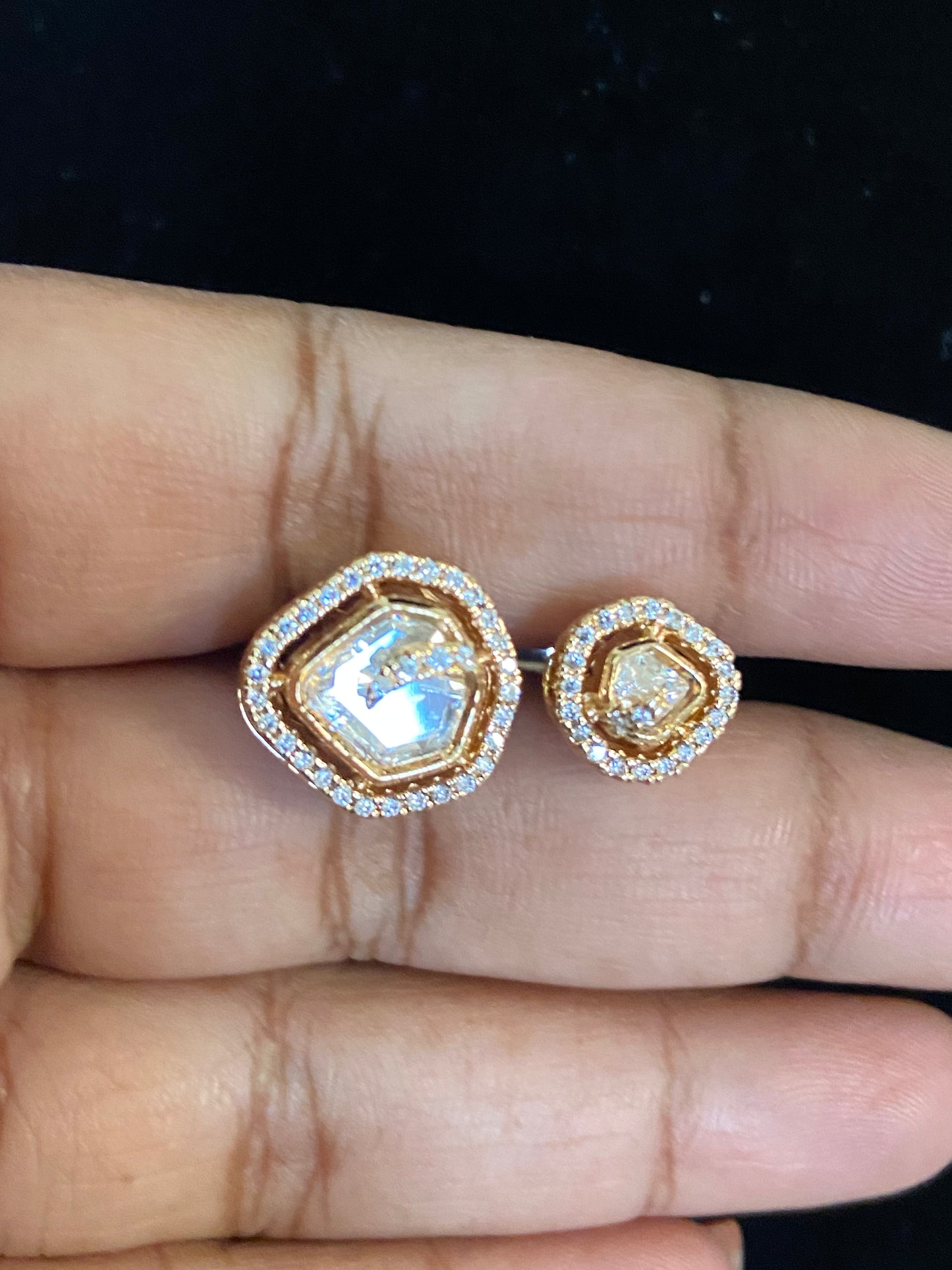 AD Polki Finger Ring | Adjustable Fingers Ring