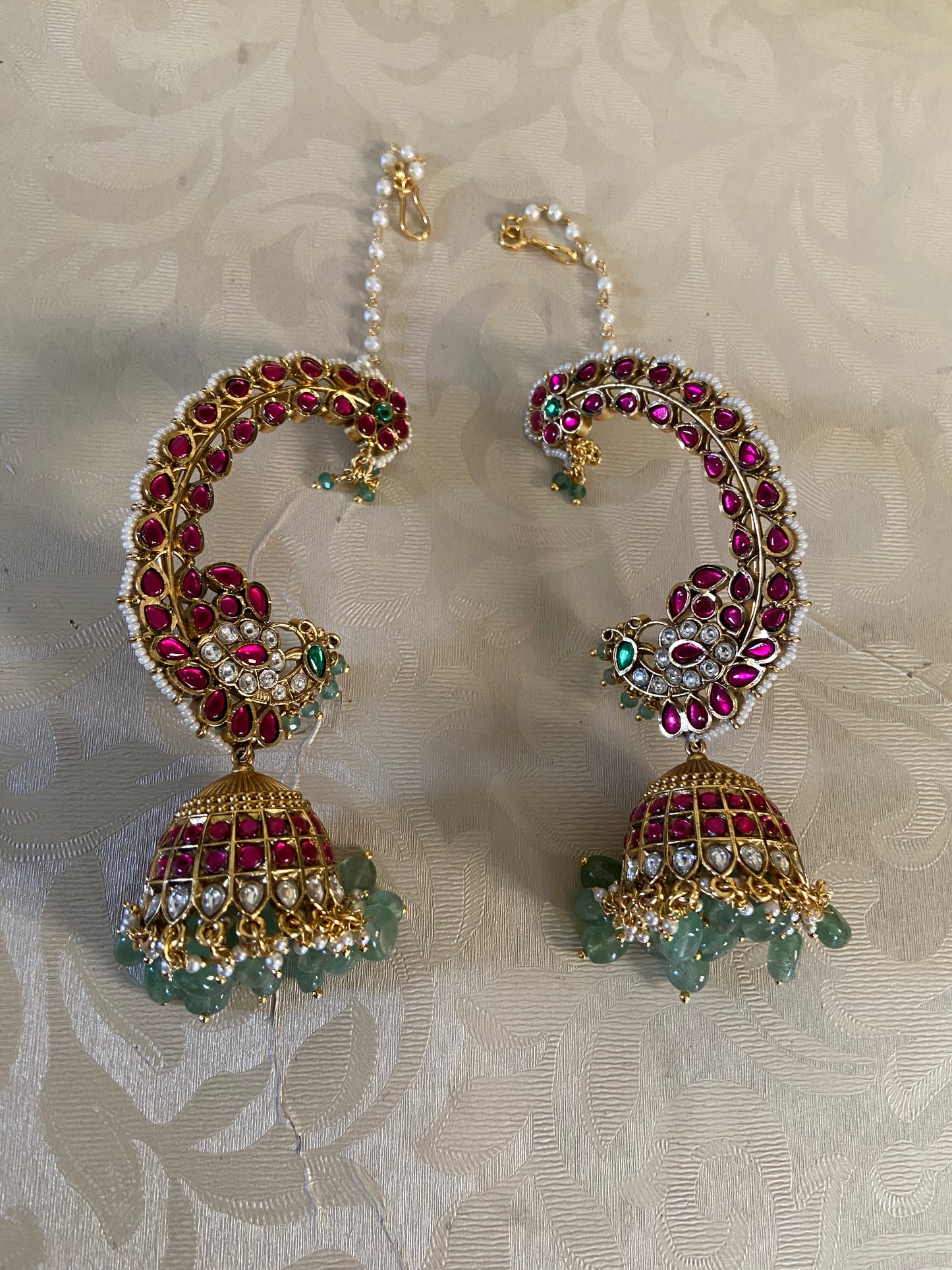 Kundan Peacock Jumki Ear Cuffs | Indian Jewelry In USA |  Bridal jewellery