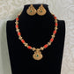 Lakshmi Pendant Coral Necklace With Earrings | Latest Indian jewelry