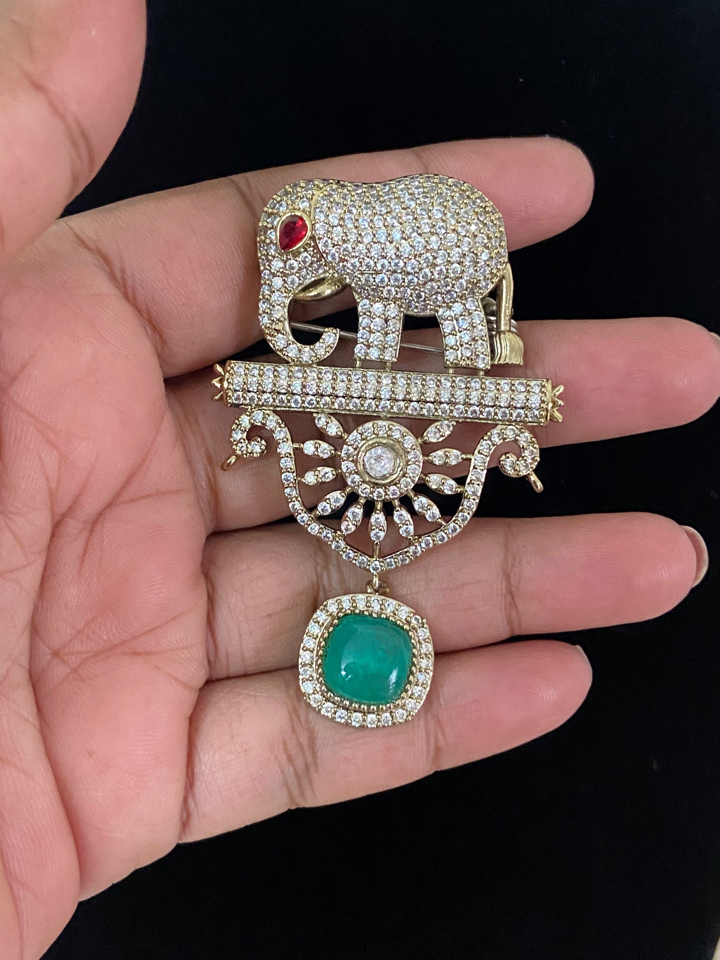 AD Elephant Brooch Pin | Indian Jewelry In USA