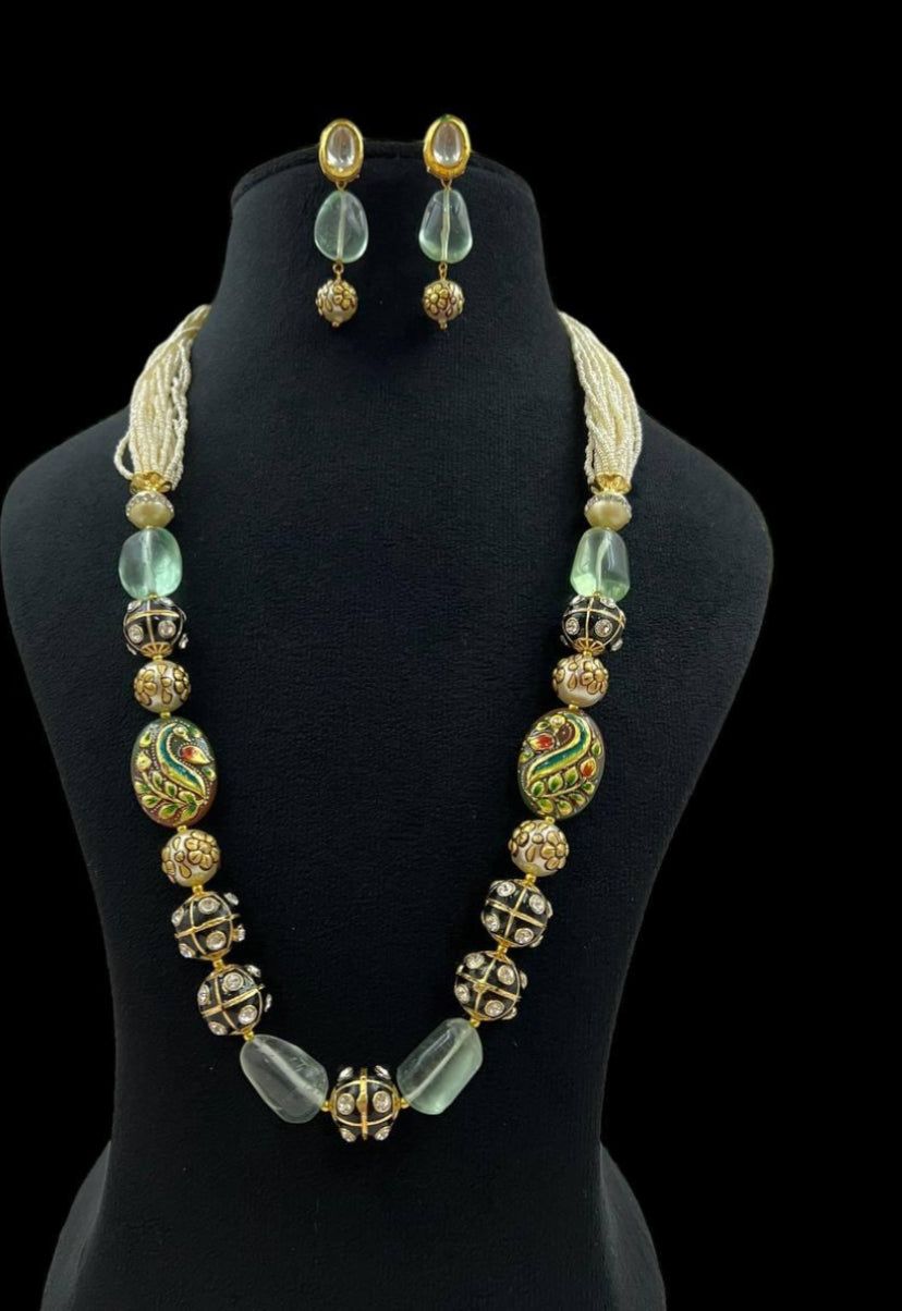 Meenakari beads classic Necklace Set | Indian Jewelry In USA