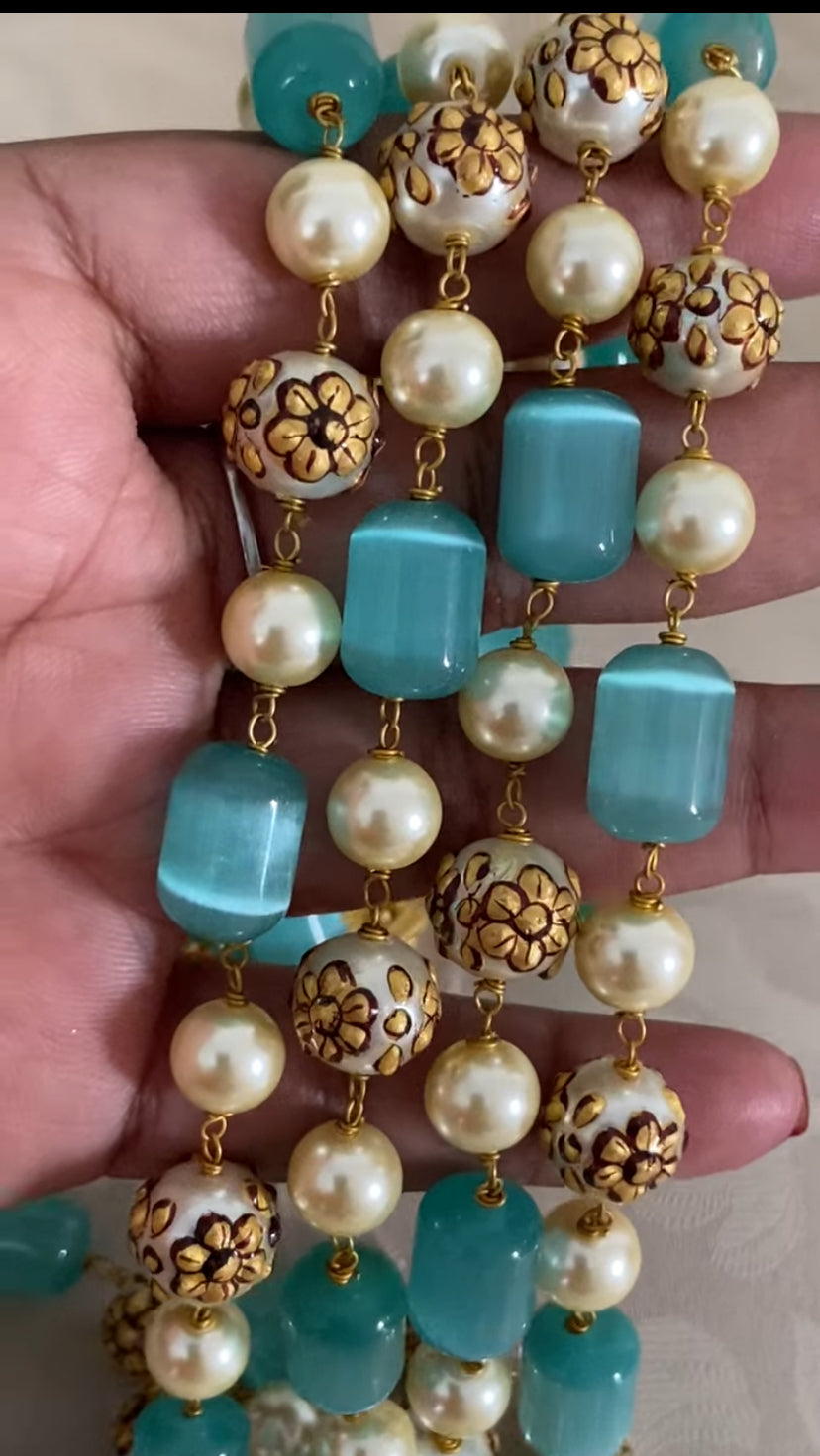 Monalisa Beads meenakari Pearls Mala Necklace | Indian Necklace | Gift Idea
