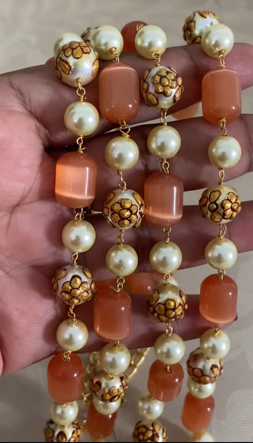 Monalisa Beads meenakari Pearls Mala Necklace | Indian Necklace | Gift Idea