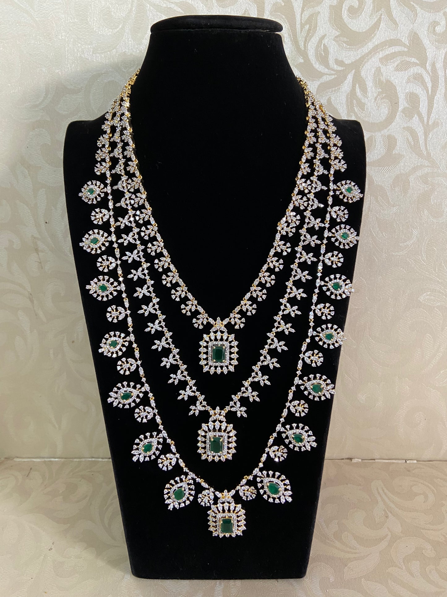 AD 3Layer Necklace With Earrings | Indian Bridal Jewelry In USA