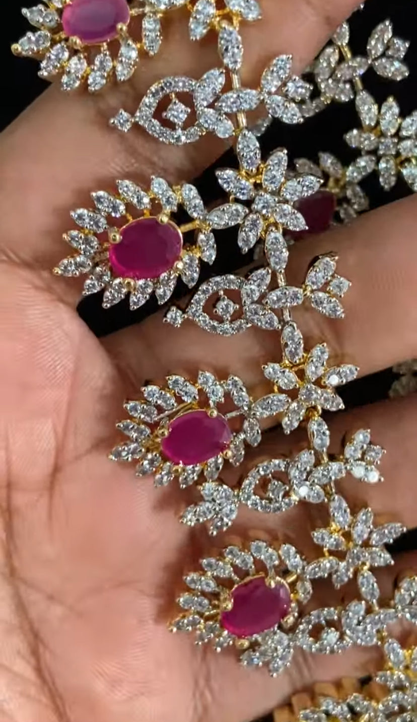 AD Ruby 2 Layer Bridal Necklace Set | Latest Indian Jewelry
