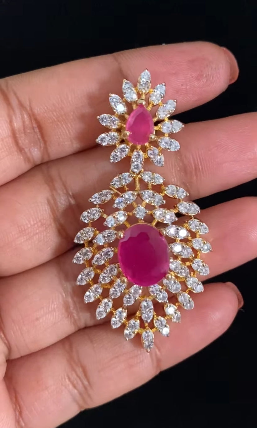 AD Ruby 2 Layer Bridal Necklace Set | Latest Indian Jewelry