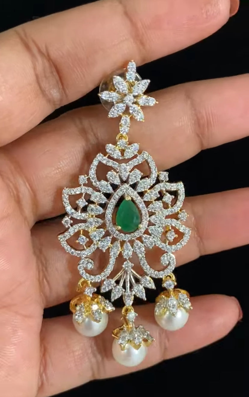 AD Emerald Bridal Necklace Set | Latest Indian Jewelry