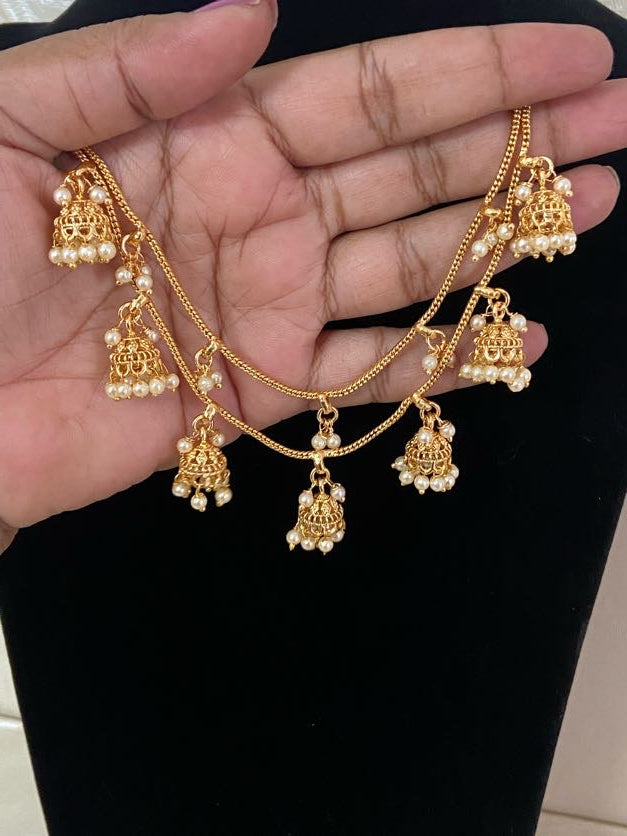 Antique Jumki 2Line Champaswaralu | Hair accessories | indian  Ear Chains