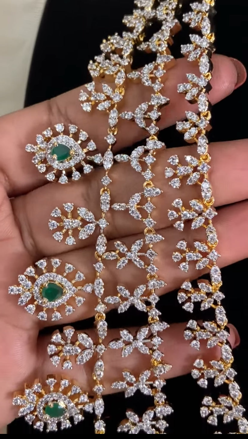 AD 3Layer Necklace With Earrings | Indian Bridal Jewelry In USA