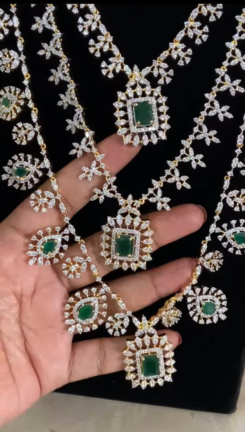 AD 3Layer Necklace With Earrings | Indian Bridal Jewelry In USA